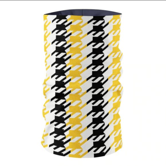 GIANT YELLOW & BLACK Houndstooth Face Mask Gaiter - Picture 2 of 10